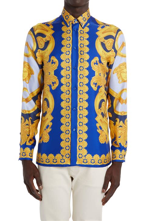 versace button down shirts for men|Versace button up shirt men.